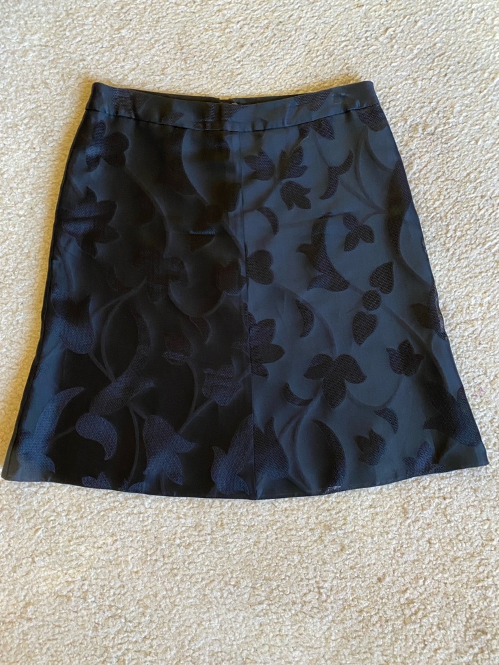 Armani silk blend black brocade pattern A-line skirt, size4